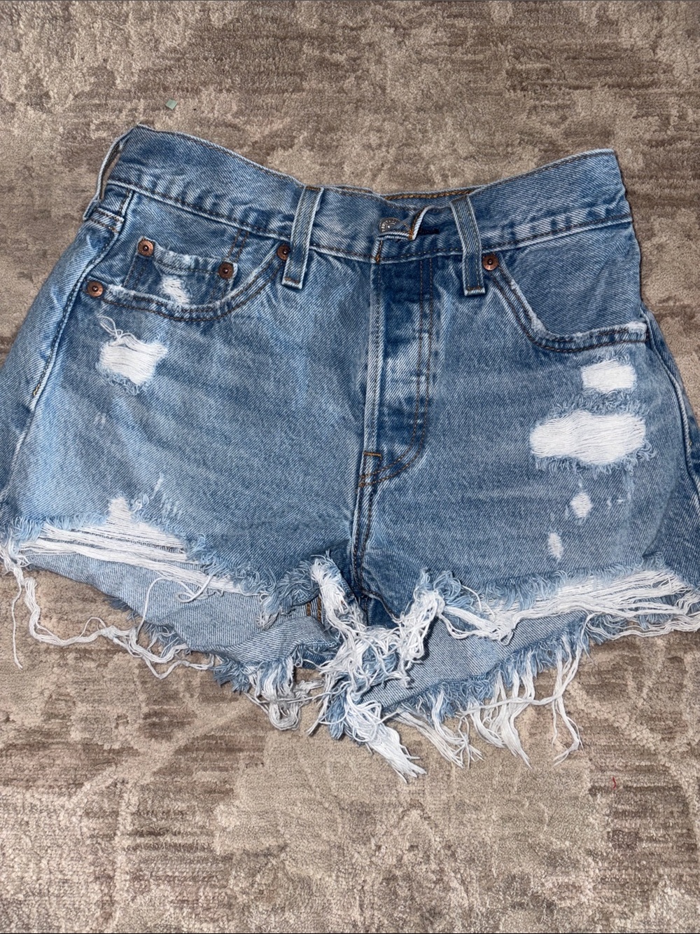 Levi's Light Blue Distressed Denim Cutoff Shorts